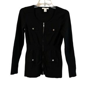 White House Black Market Black Zippered Sweater